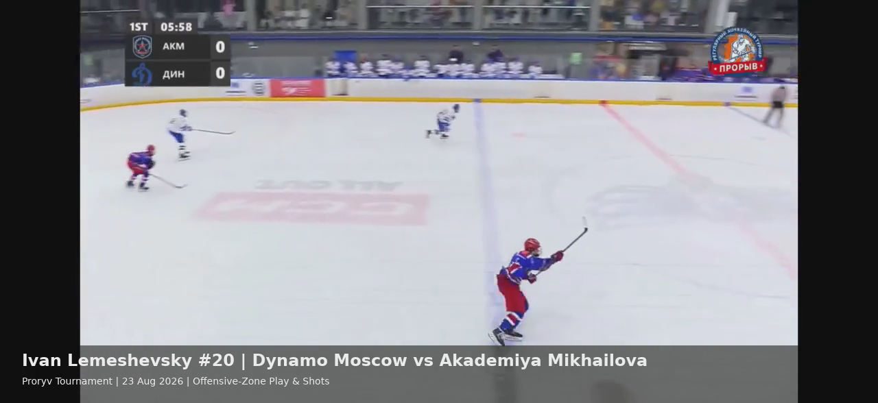 Ivan Lemeshevsky #20 — Offensive-Zone Play & Shots vs Akademiya Mikhailova | Proryv Tournament