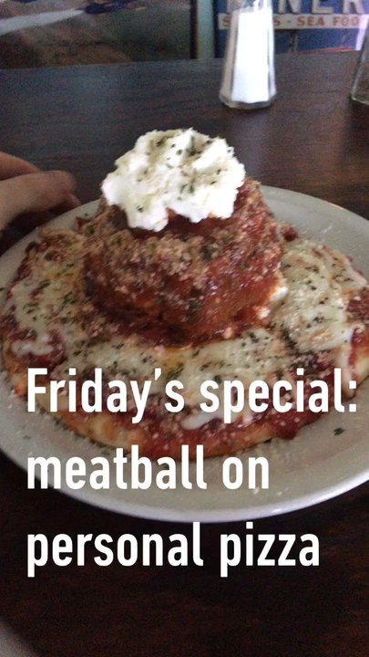 Crazy Cooks - Friday's special: meatball on personal pizza. - Sandwiches Near Me - Davie, Florida