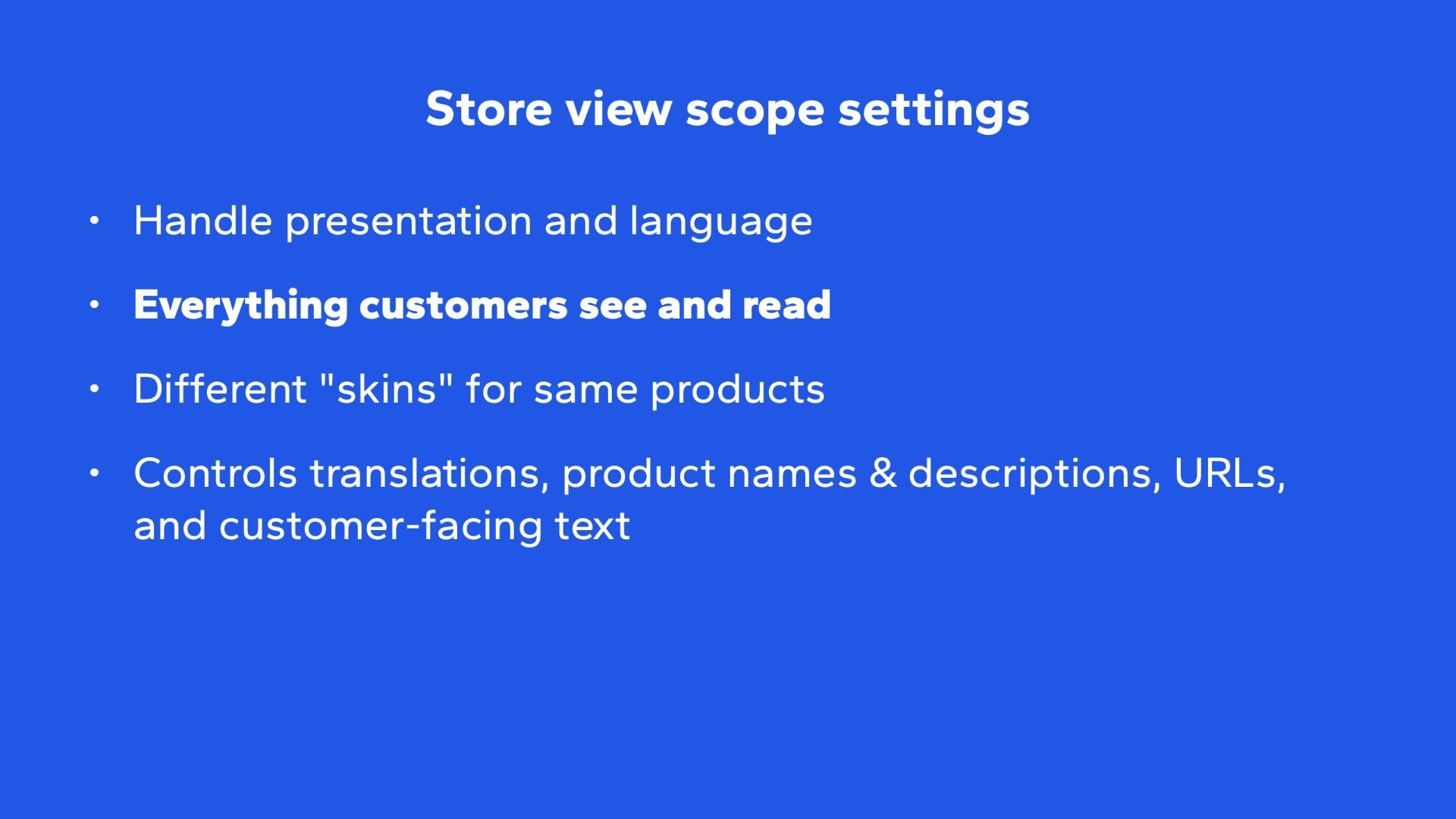 Key settings by scope level in Magento