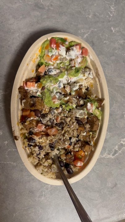 Chipotle Mexican Grill - Here's a video of the "Double" steak after I mixed it. - Mexican Near Me - Avon, Ohio