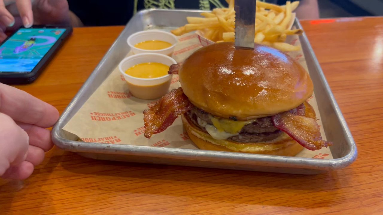 Backporch Drafthouse - Temple - THE BIG DADDY* Brioche Bun, two Patties, Secret Sauce, American and Swiss Cheeses, Crispy Bacon, and Jalapeño Bacon Jam - American Near Me - Temple, Texas