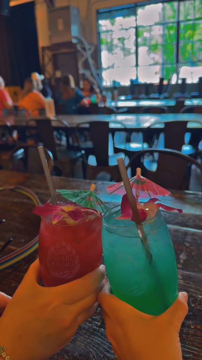 Hound Song Brewing - Enjoying the Luau with some drinks (one is a mocktail)...delicious! - Breweries Near Me - Columbus, Texas