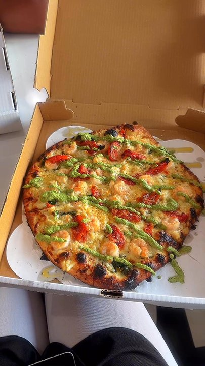 BurnBox Pizza - Built my own pizza lots of options to choose from. It turned out very good. I added shrimp, sun dried tomatoes, and pesto. - Pizza Near Me - Kettering, Maryland