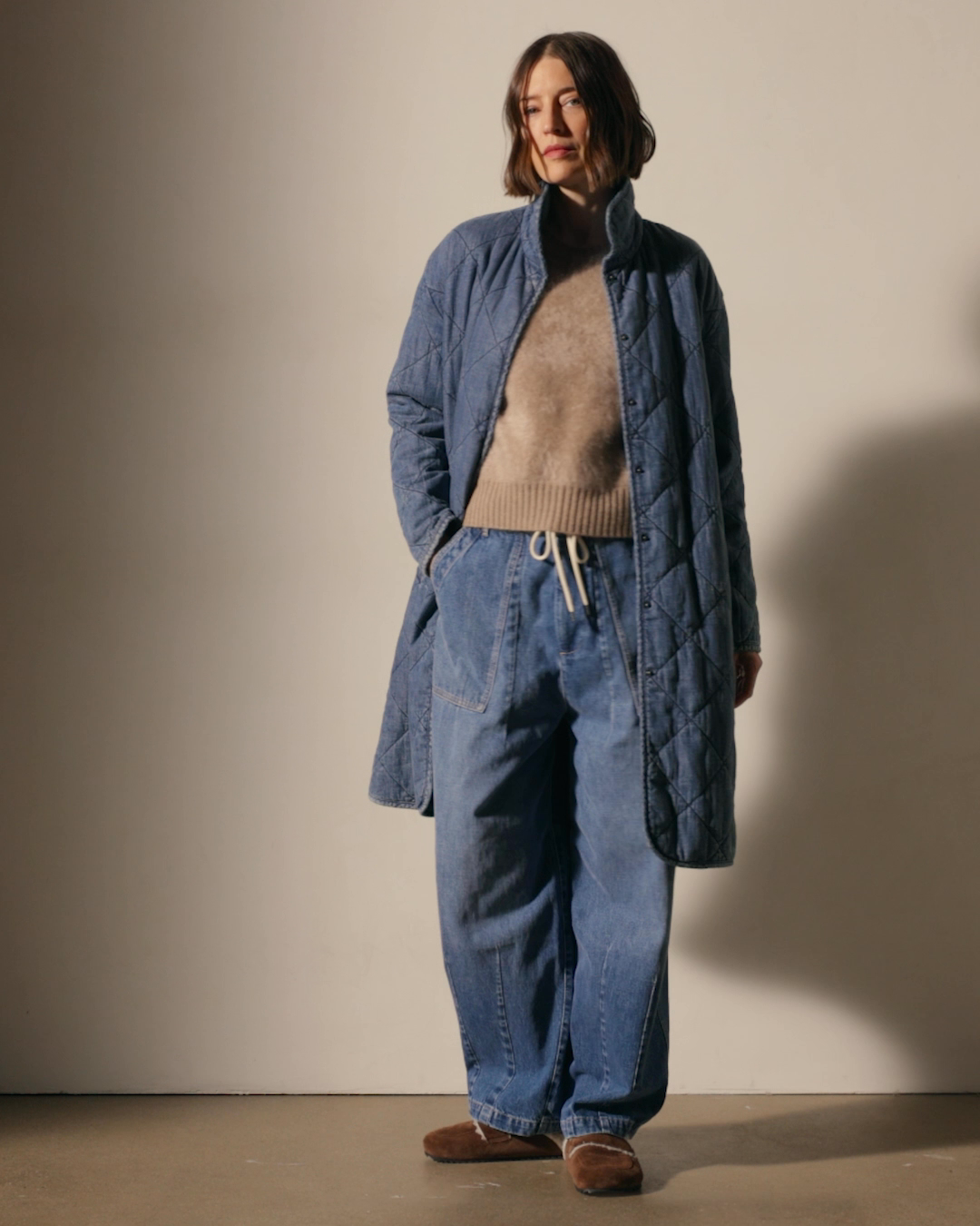 Denim Quilted Jacket - Medium Wash | James Perse Los Angeles