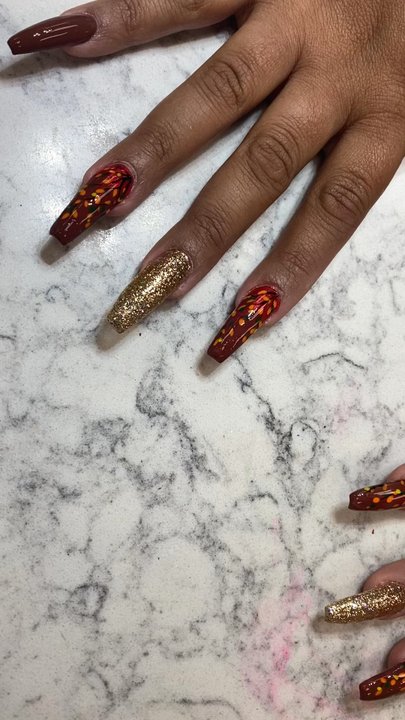 Regal Nails, Salon & Spa - Autumn leaves  nails design. - Nail Salons Near Me - Arbutus, Maryland