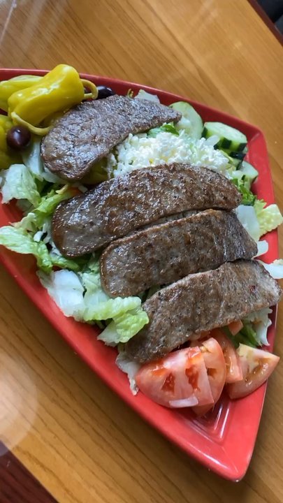 Mega Tom's Burgers - Gyro Greek salad. Huge and delish! - Burgers Near Me - Murrieta, California