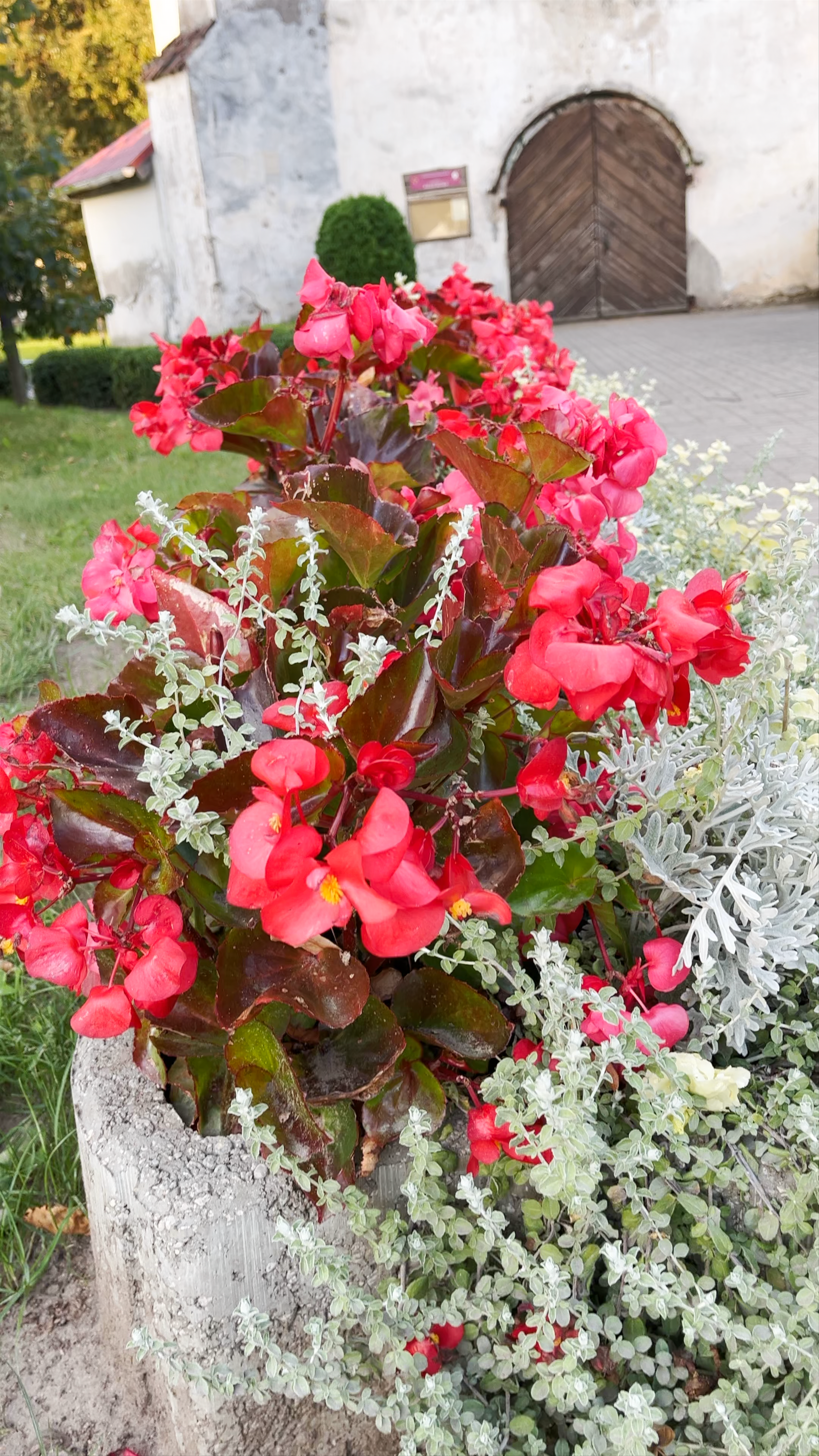 Church of the Holy Spirit in Bauska: Historic Charm Amidst Vibrant Blooms