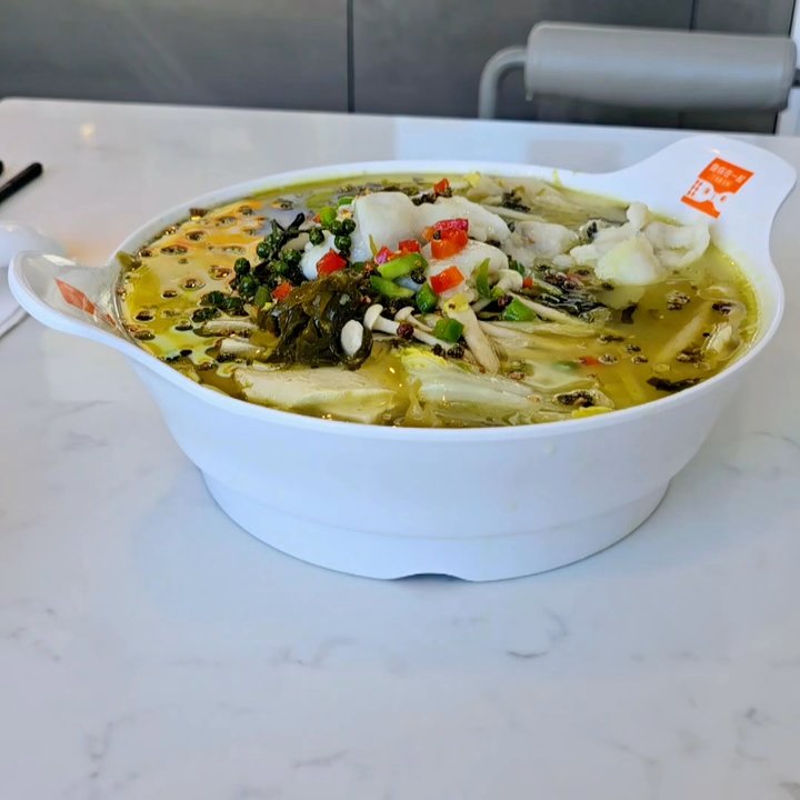 Fish With You - Green Pepper Schezuan Snake Fish soup - added cabbage, tofu, Seafood Mushrooms and lotus root - Chinese Near Me - San Mateo, California