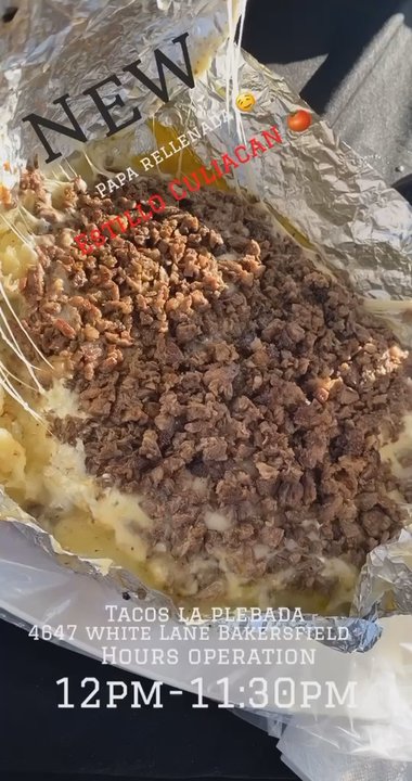 Tacos La Plebada - Asada Loaded Potato - Mexican Near Me - Bakersfield, California