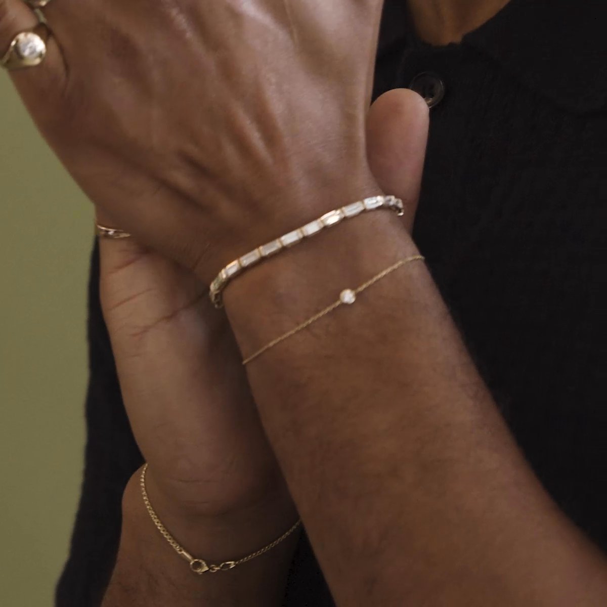 Baguette Tennis Bracelet | Baguette | 14k | White Gold | diamondSize: large | chainLength: 7