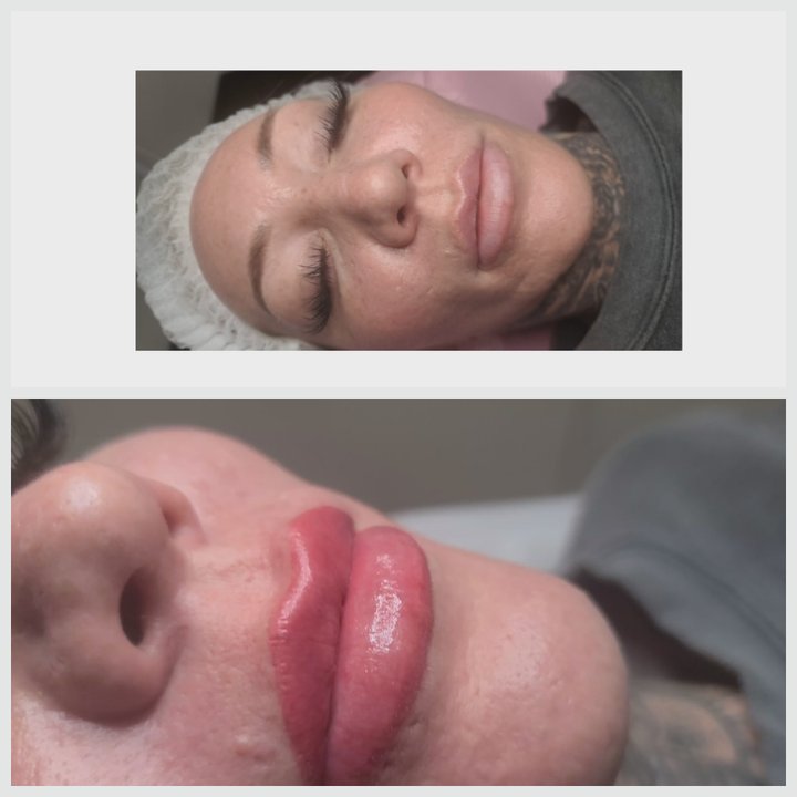 Permanent Makeup by Karina - LIP Blush BEFORE AND RIGHT AFTER PROCEDURE - Permanent Makeup Near Me - Del Mar, California
