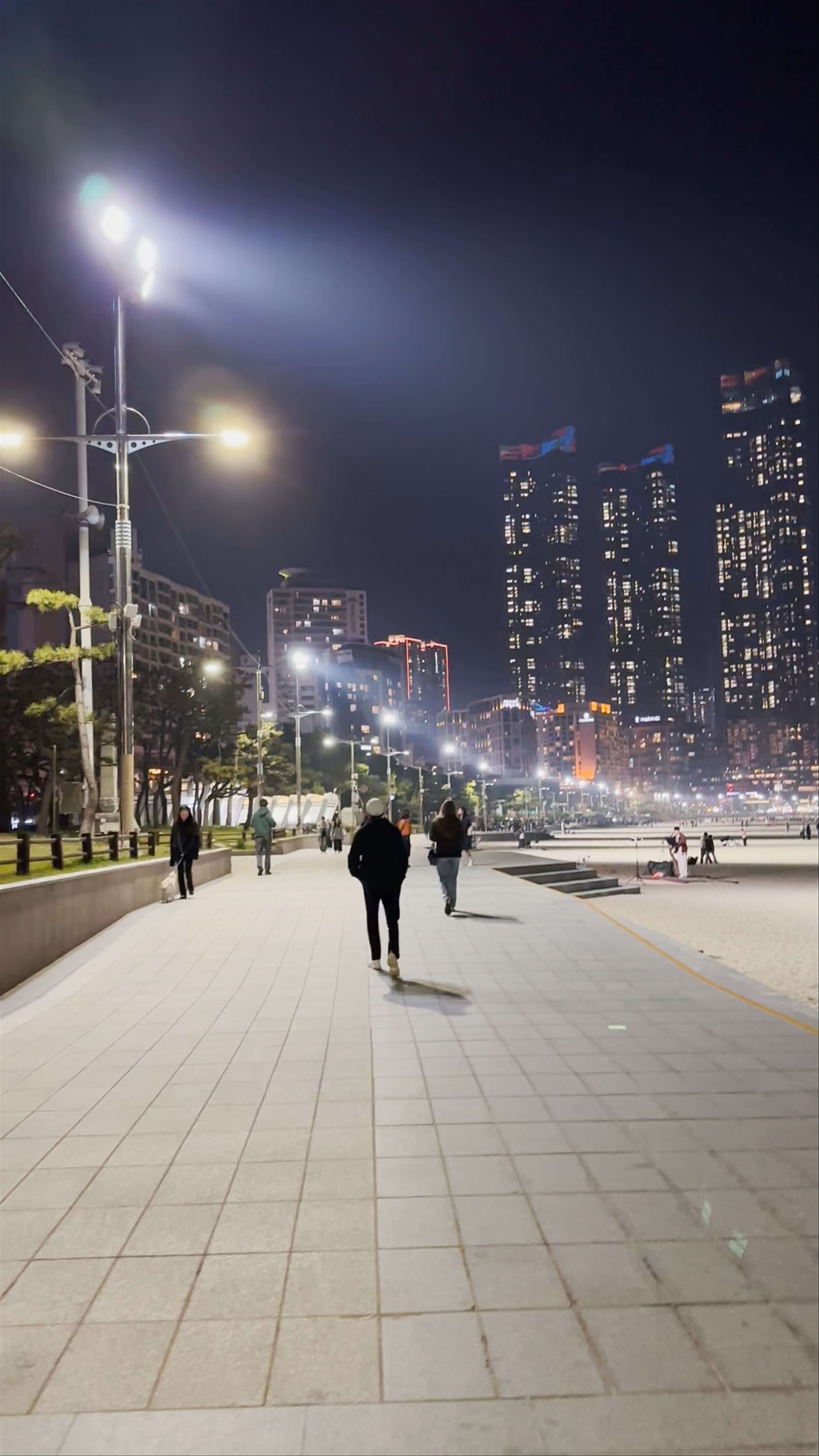 Night Stroll Along Haeundae Beach Promenade in Busan