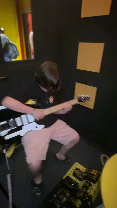 Third Man Records - Mack trying this awesome axe out with the foot petals and giant Fender Amp - Vinyl Records Near Me - Nashville, Tennessee