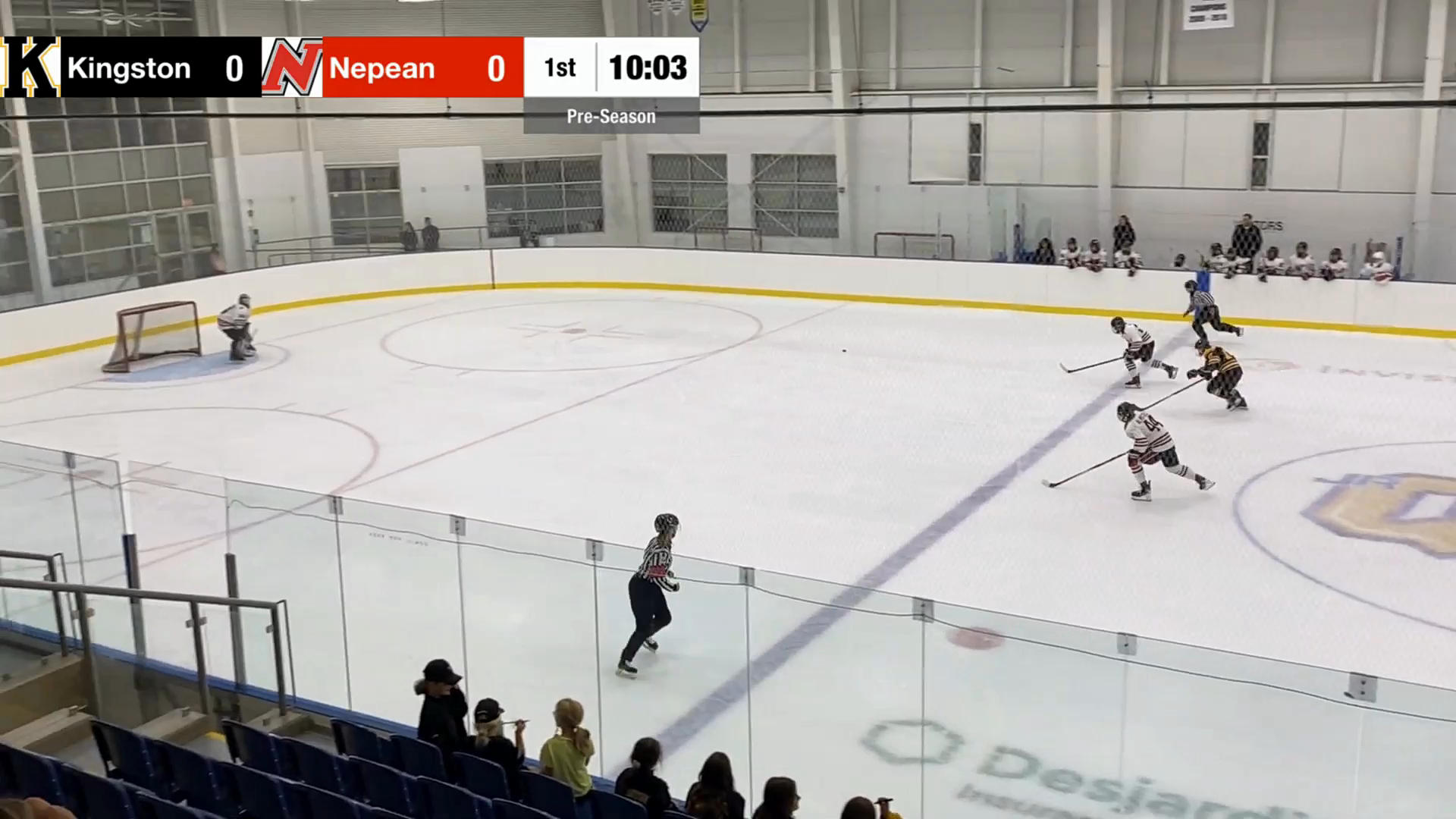 Macy McGill, bank pass on the tape,  out of defensive zone.