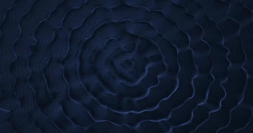 Blue percussion vibrations flowing through tissue