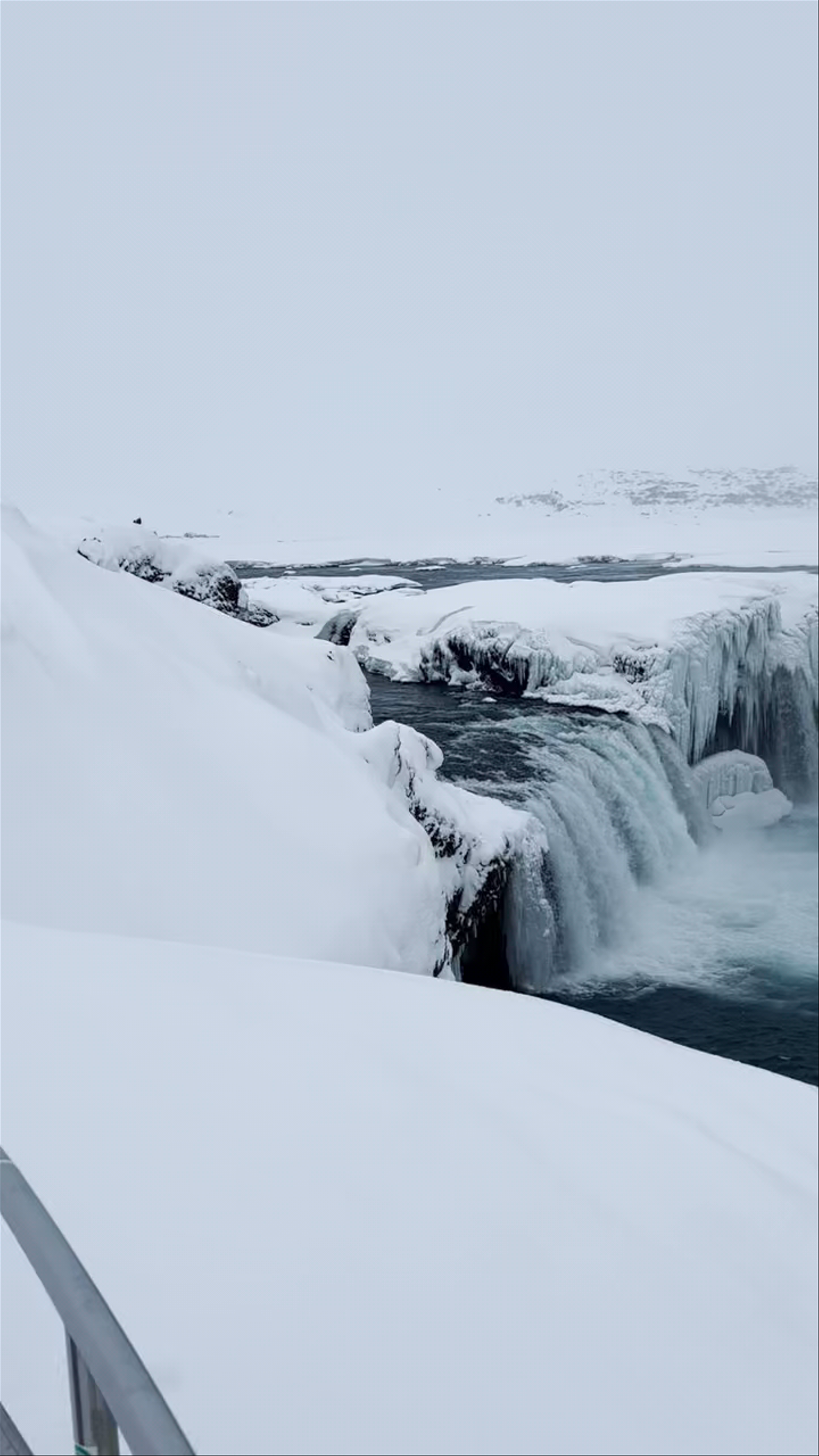 Goðafoss Waterfall Frozen in Winter Splendor, Iceland