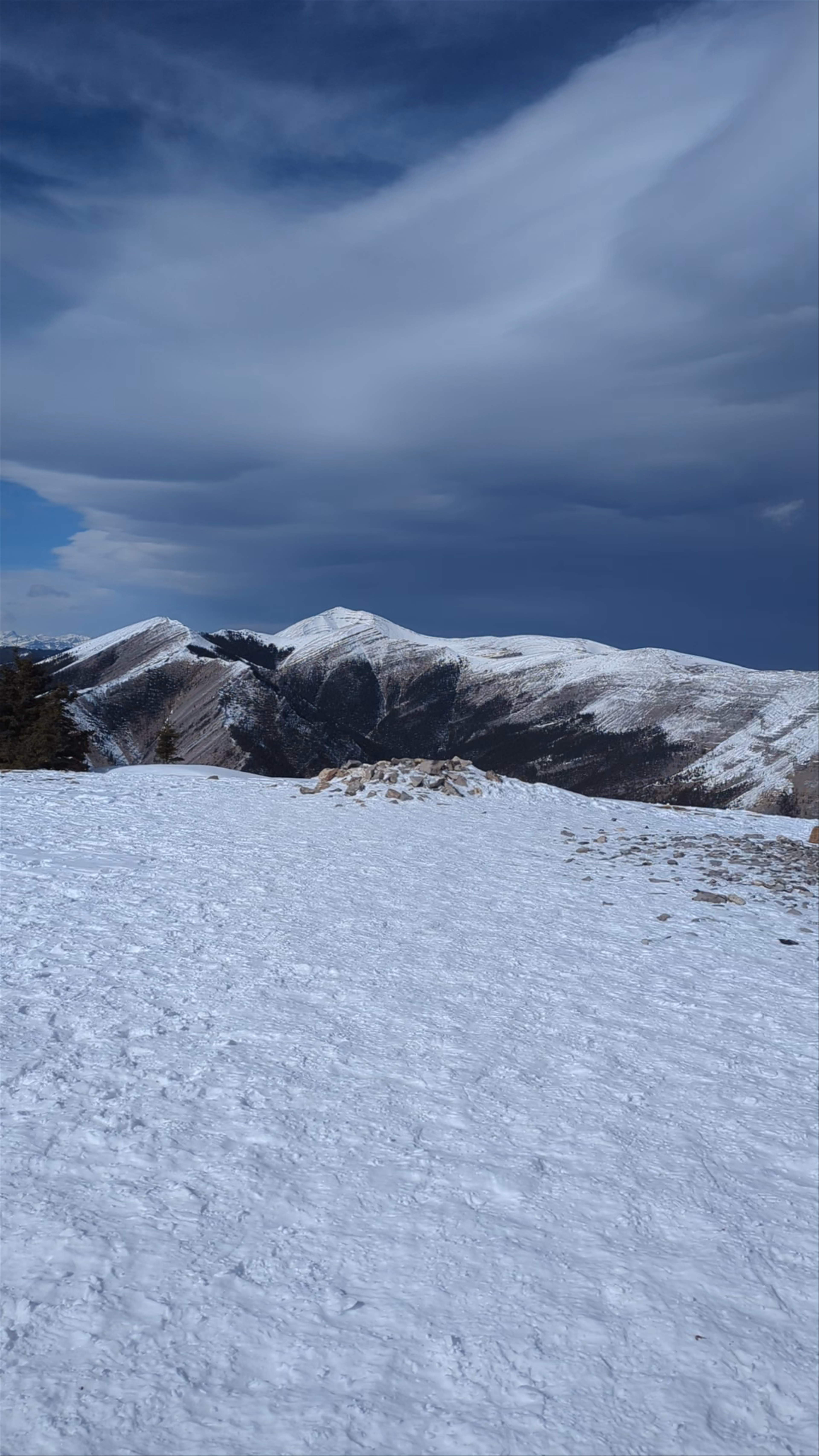 Snow-Covered Summit Views at Prairie Mountain Trailhead, Bragg Creek, Alberta