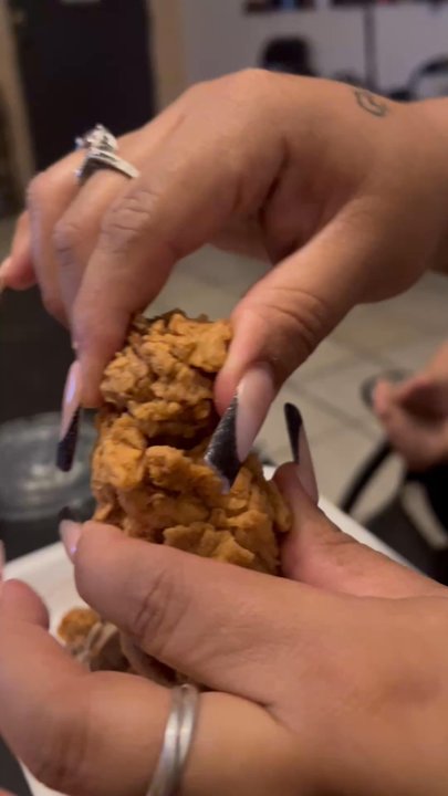 Golden Chick - This the drumstick look how much caked batter is in it and look at size of chicken - Fast Food Near Me - Del Rio, Texas