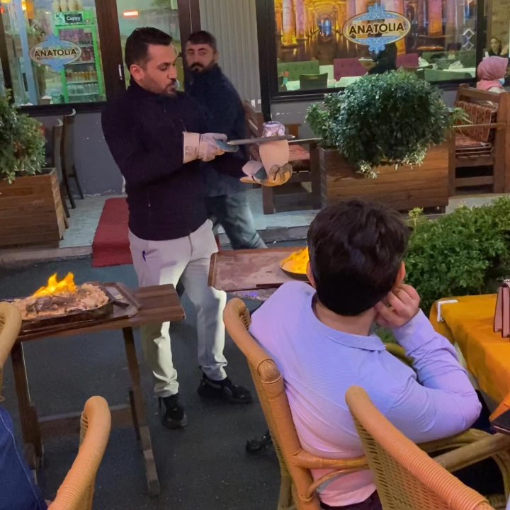 Antakya Restaurant - Off comes the clay pot lid, then he pours the tender meat into a sizzling iron pan for us to devour - Turkish Near Me - Istanbul, 34