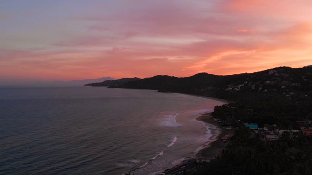 Sunrise on Sayulita Beach in Mexico 
