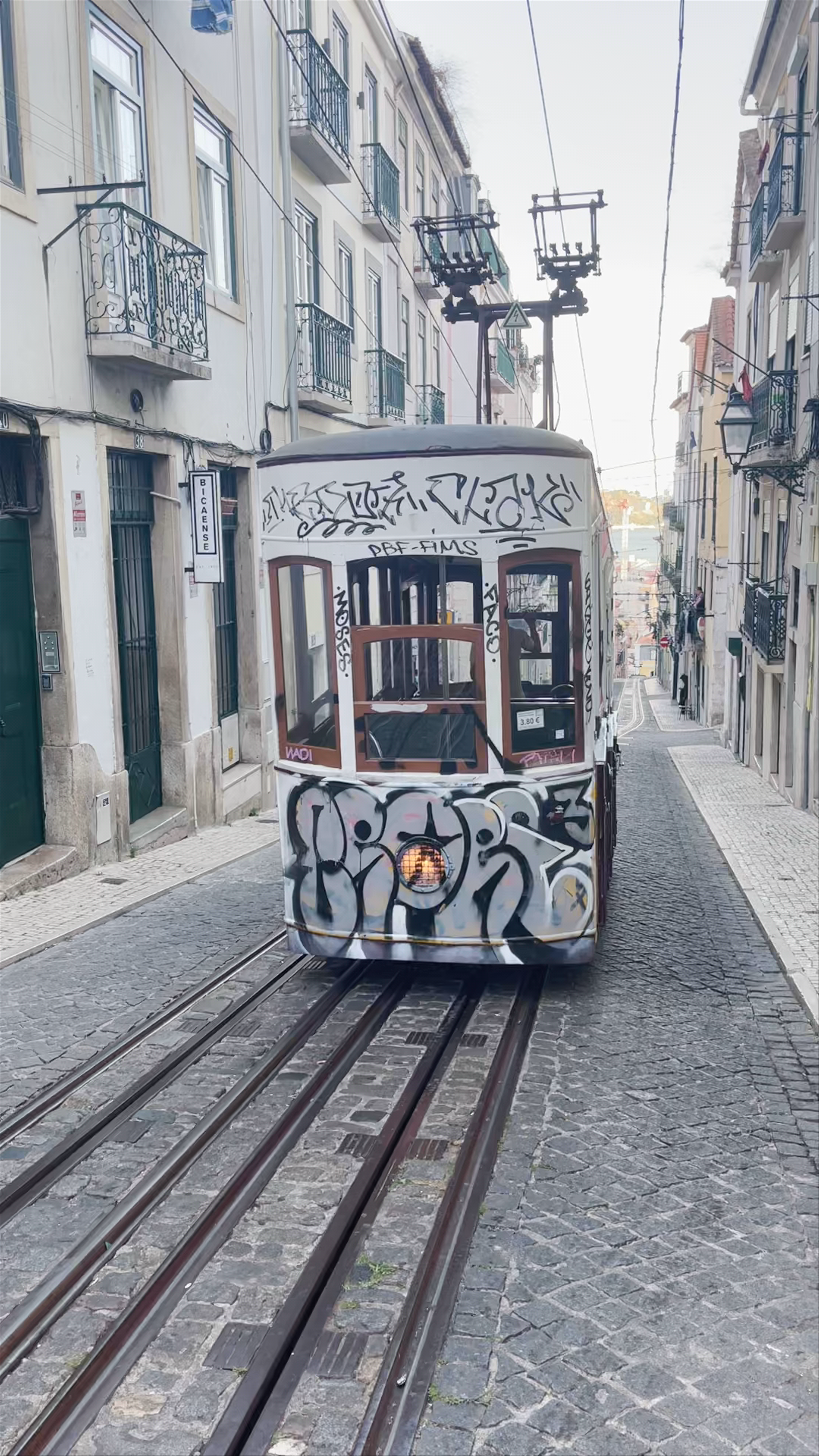 Iconic Lisbon Tram at Elevador da Bica