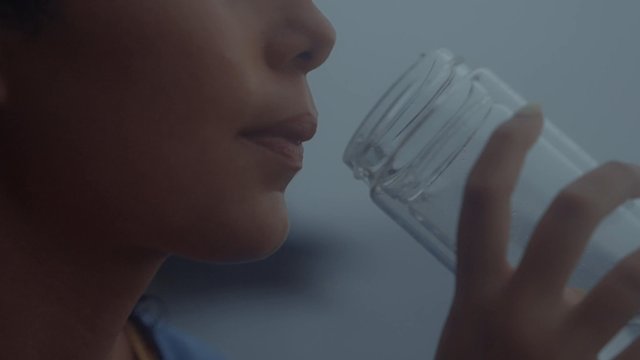 A girl drinking water