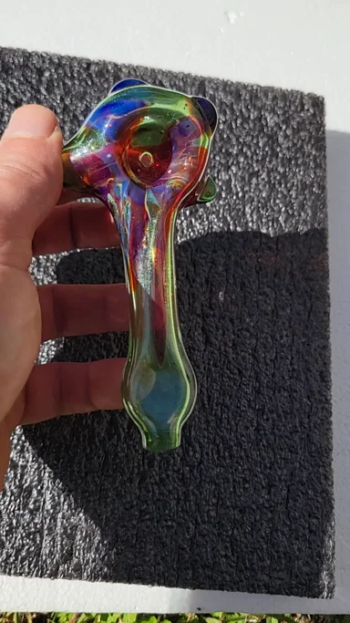 Preview pic of Color drip spoon.  Green stardust and amber purplicious