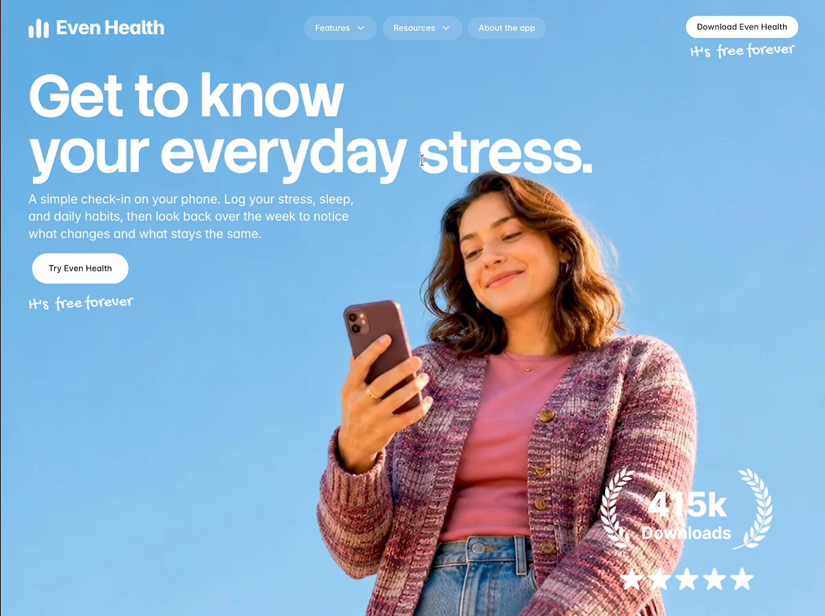Exploring a dynamic hero section for a consumer health tracking app.