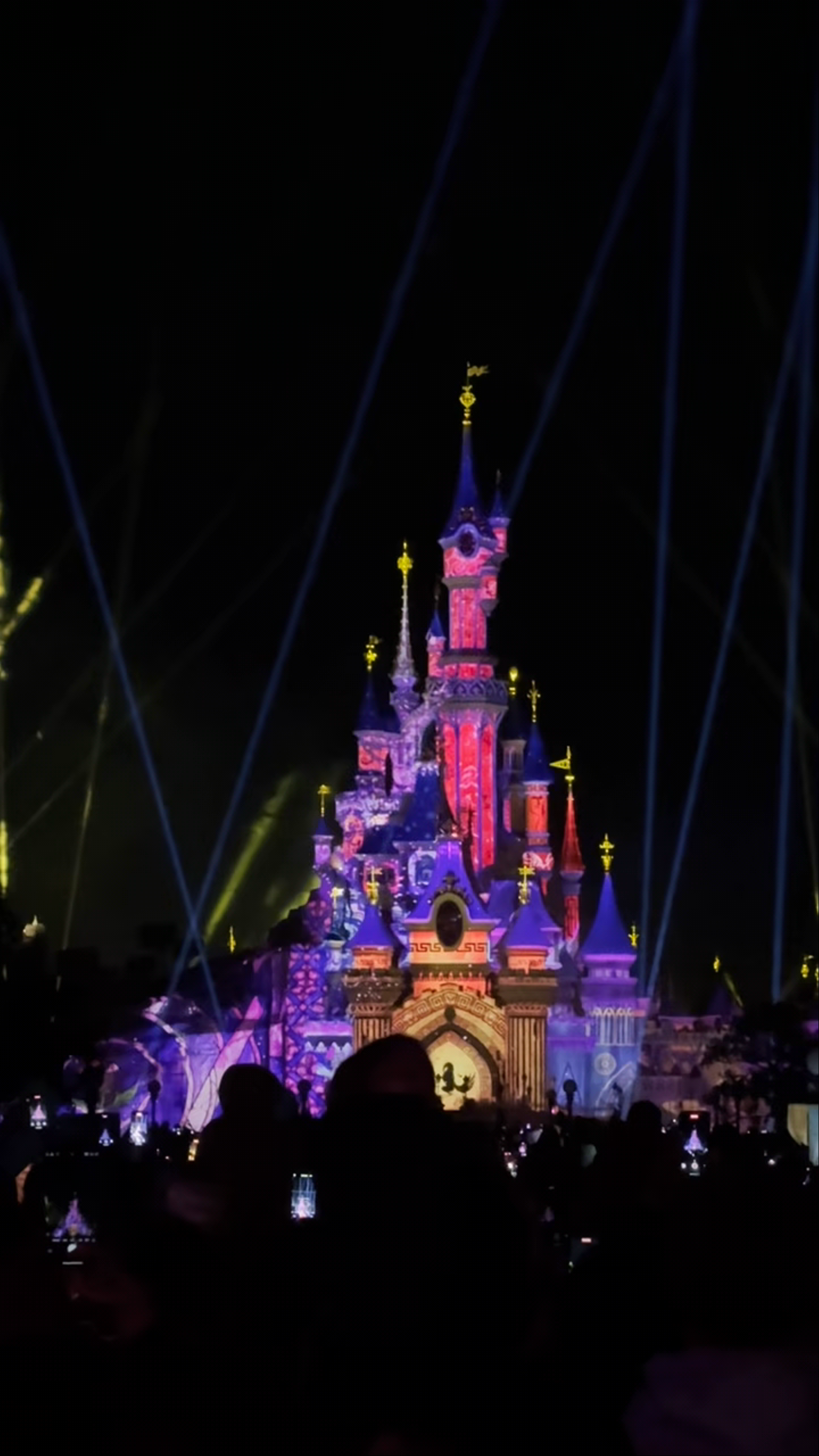 Enchanting Nighttime Light Show at Château de la Belle au Bois Dormant, Disneyland Paris