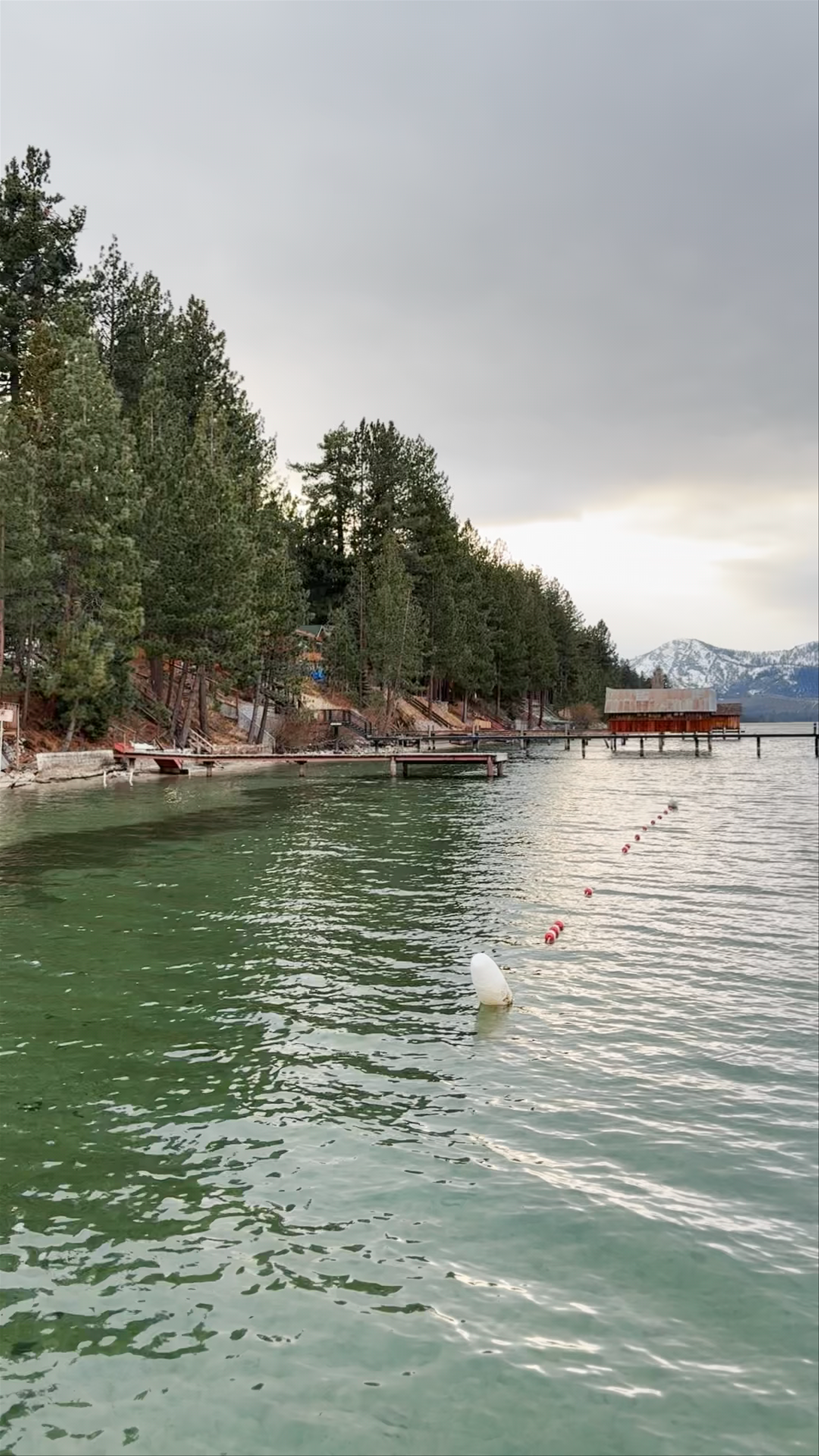 Lake Forest Beach Serenity: Winter Reflections at Tahoe City