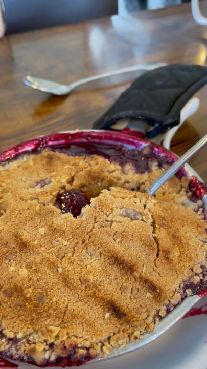 Jack's Place - THE BOMB! Mixed Berry Cobbler - piping hot and fresh out of the oven. A MUST GET! - Breakfast & Brunch Near Me - Leona Valley, California