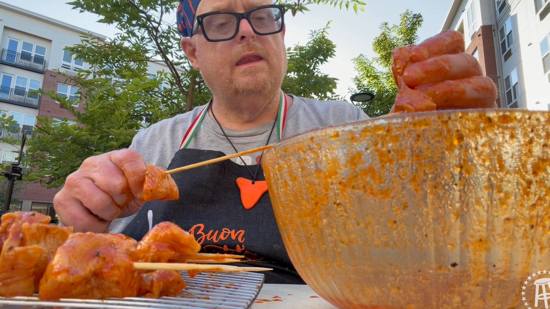Tank Cooks Garlic Parmesan Chicken Skewers