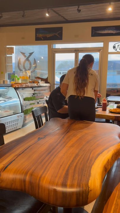 Tails Up Maui - Look how beautiful it is inside! I believe this is Koa wood! So special!!! - Seafood Near Me - Wailuku, Hawaii