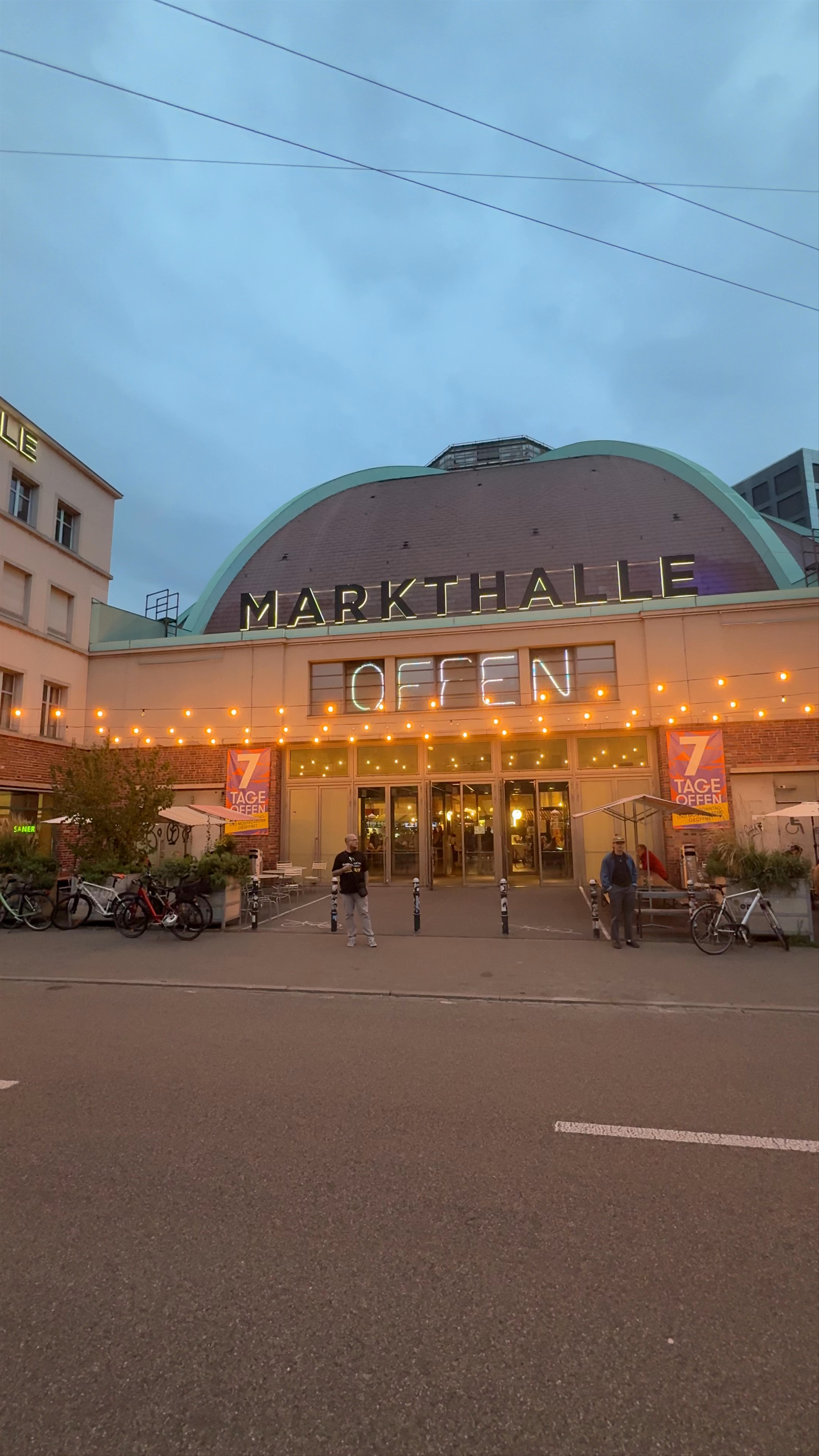Markthalle Basel: Evening Lights and Urban Charm