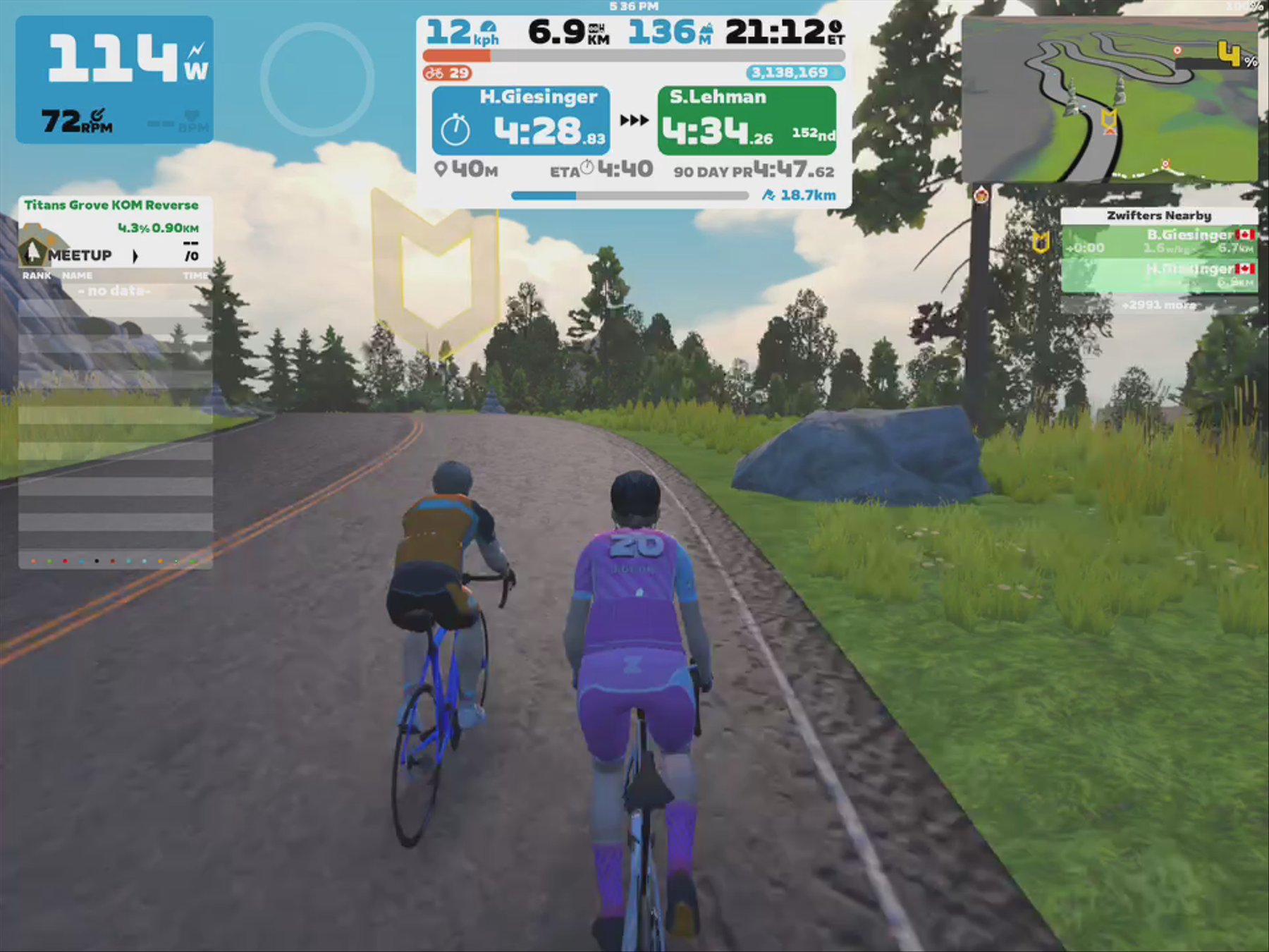 Zwift - Bruce Giesinger's Meetup on Downtown Titans in Watopia