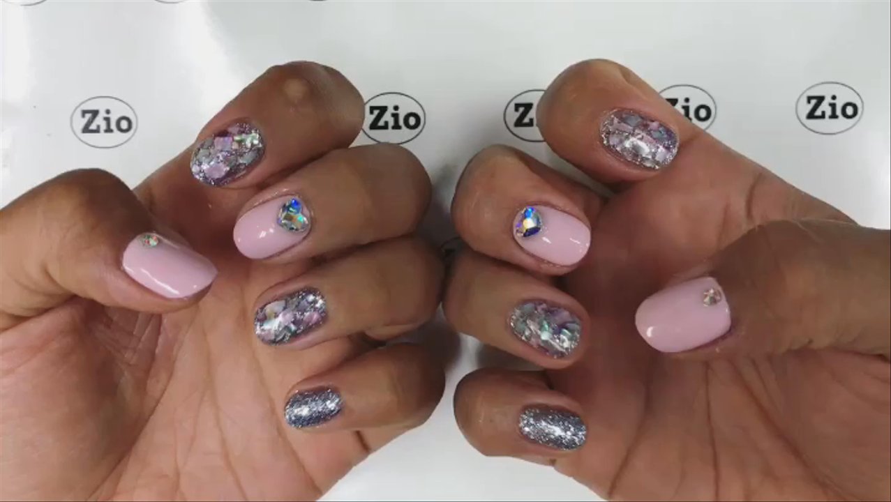 Zio Nails and Spa - Seashell nails and heart stone - Waxing Near Me - Tenafly, New Jersey