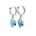 Larimar Hoop Earrings Sterling Silver Pear Shape Marahlago
