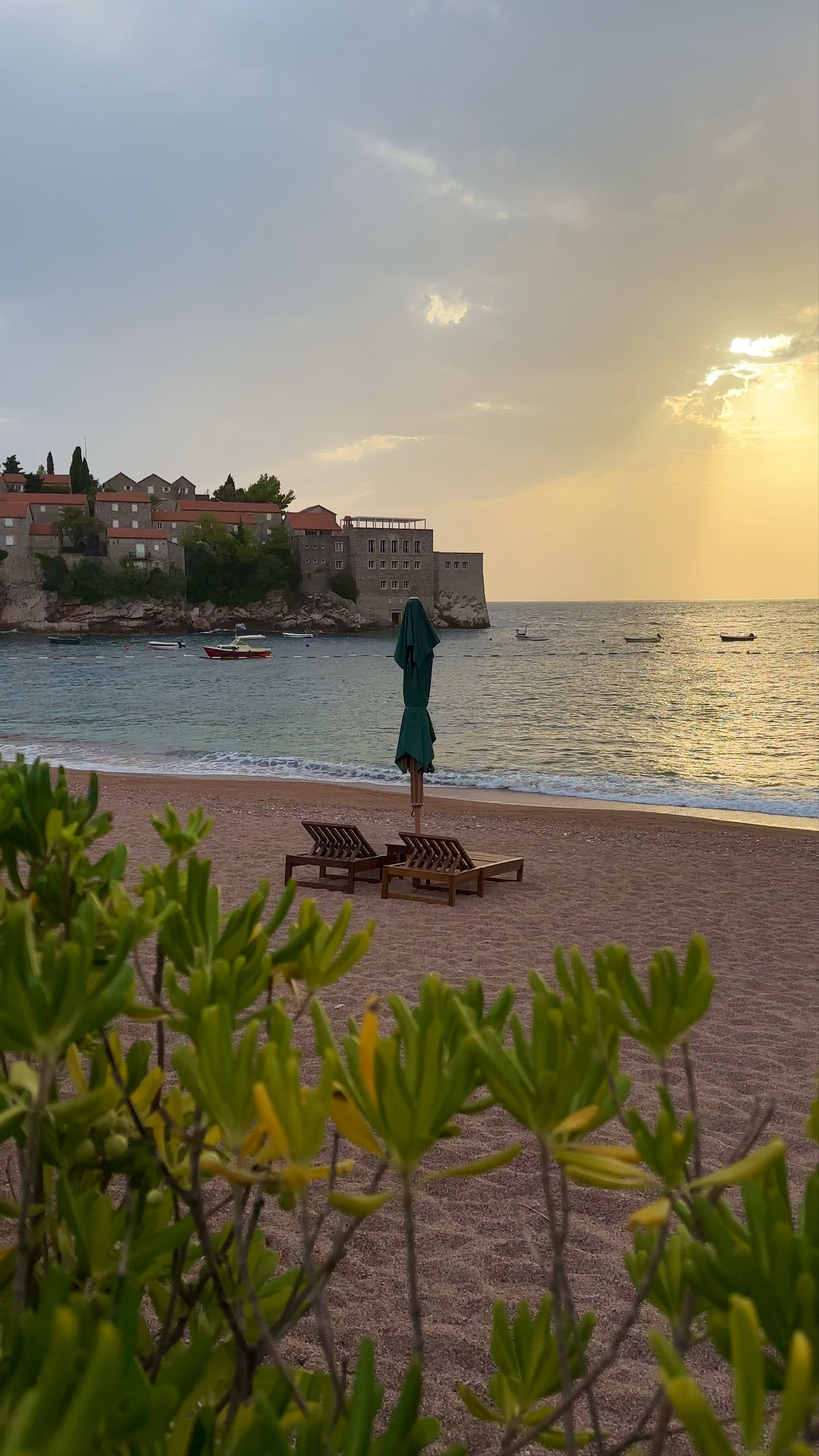 Sveti Stefan Beach Sunset Serenity, Montenegro