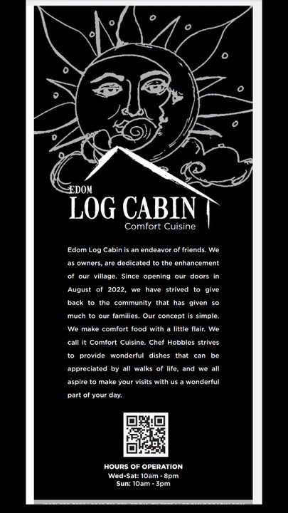 Edom Log Cabin - Edom Log Cabin Menu, 2025. - Comfort Food Near Me - Edom, Texas