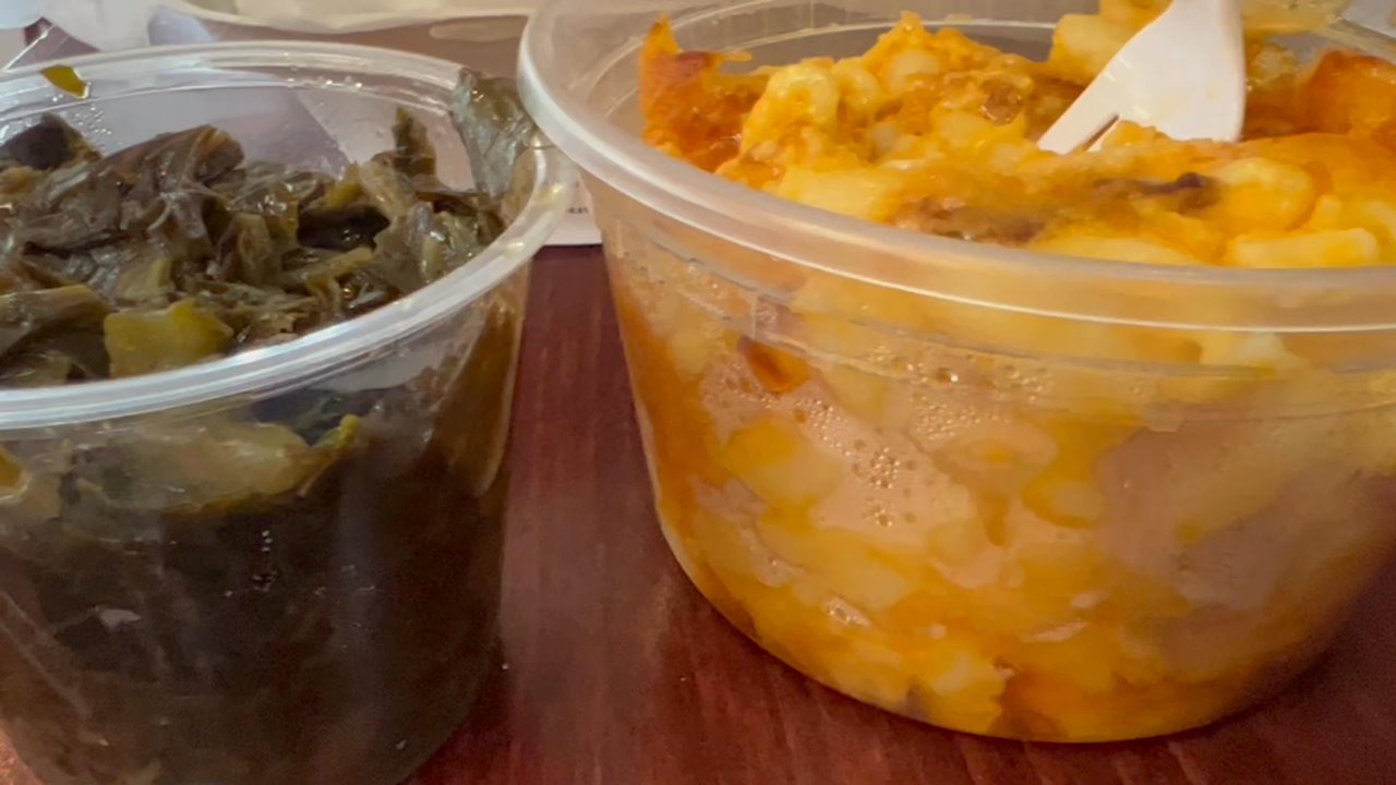 Chick N' Friends - Mac and Macaroni & Cheese - Large on point with the cheese pull - Soul Food Near Me - Columbia, Maryland