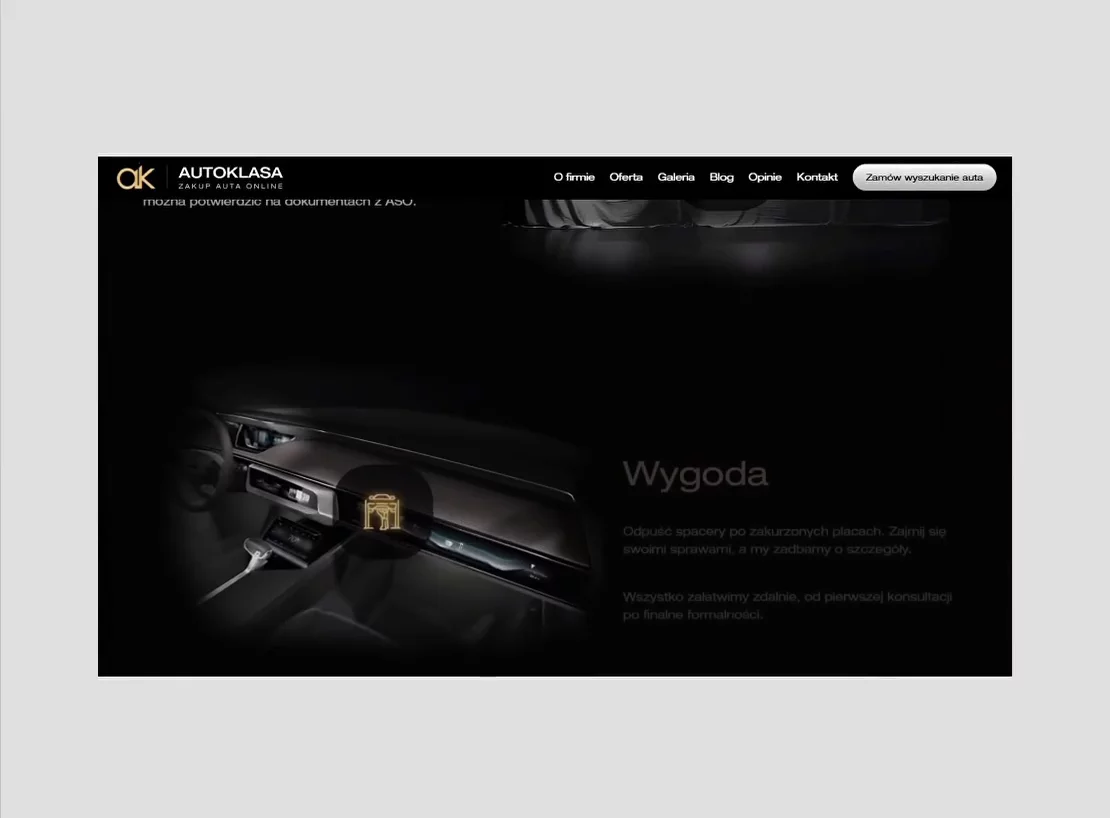 Autoklasa.pl website homepage built with Framer