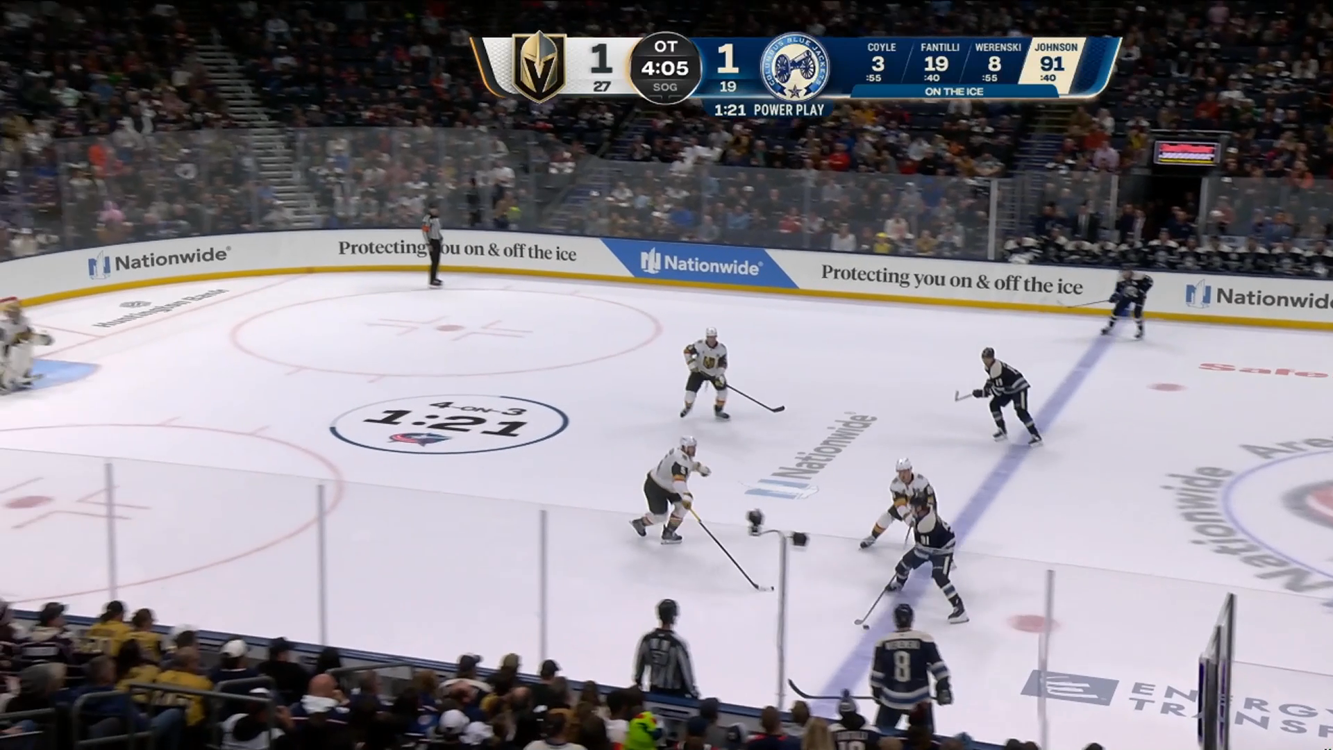 Fantilli’s OT Power-Play Strike Lifts Blue Jackets Past Knights · Oct. 24, 2026
