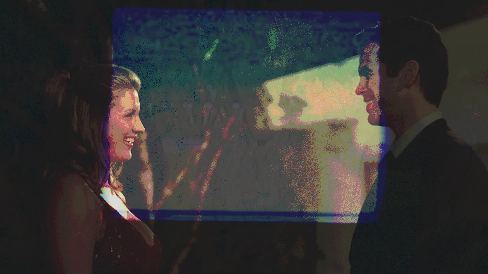 Contestants gather for an elimination round before the focus shifts to a central pair engaged in an intimate, high-stakes conversation. The scene captures the emotional tension common in reality dating television.