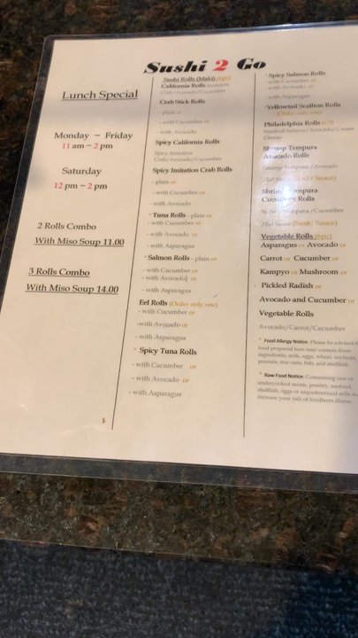 Sushi 2 Go - Menu - Sushi Bars Near Me - Arlington, Virginia