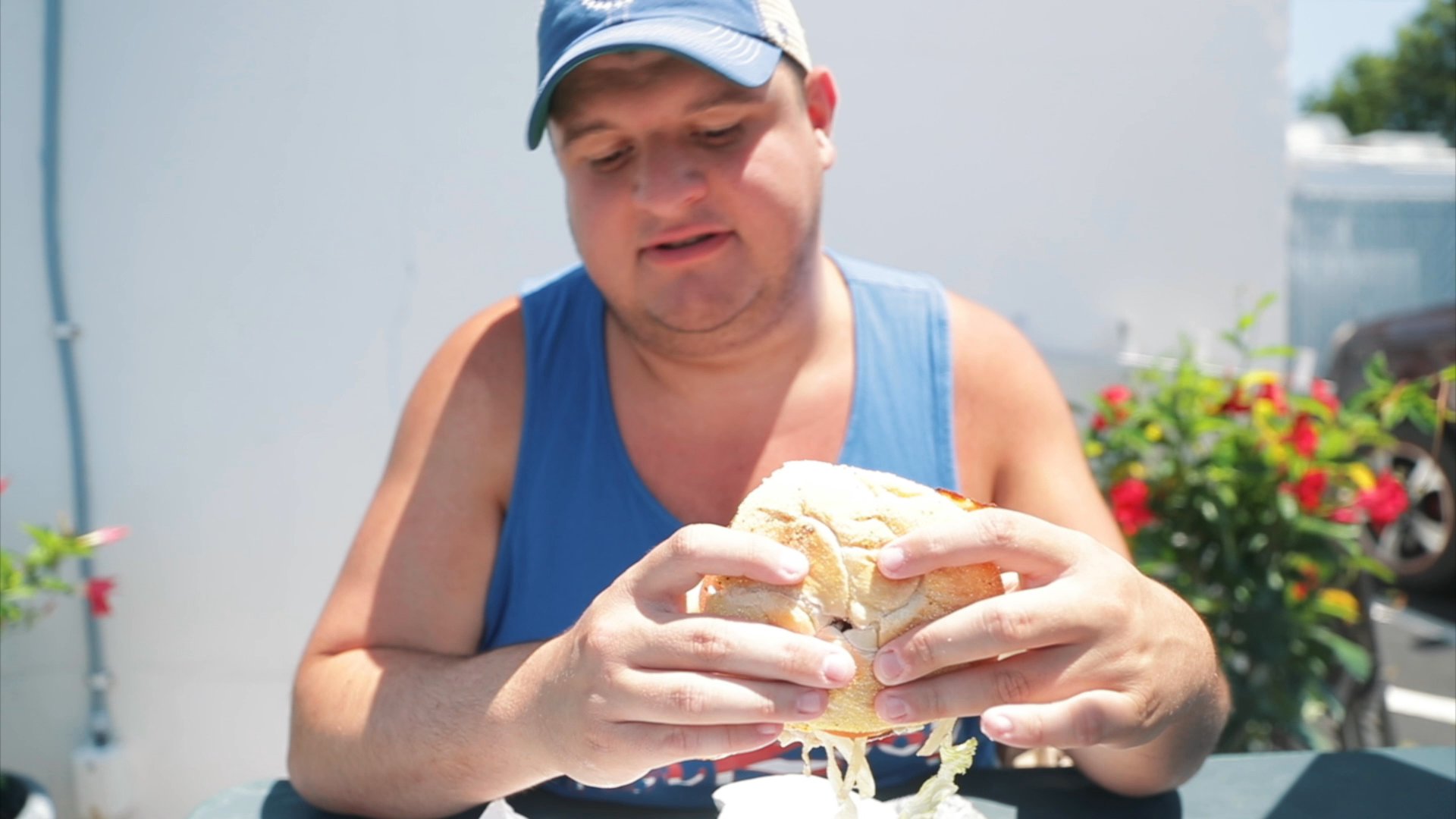 A GIGANTIC Burger On A Legitimate Deli Roll Was Surprisingly Beyond Tasty