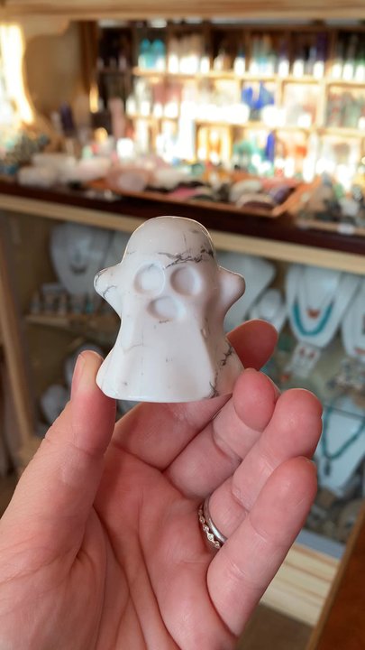 La Lady Designs - Howlite Crystal carved Ghost for Spooky Season - Accessories Near Me - Glendale, Arizona