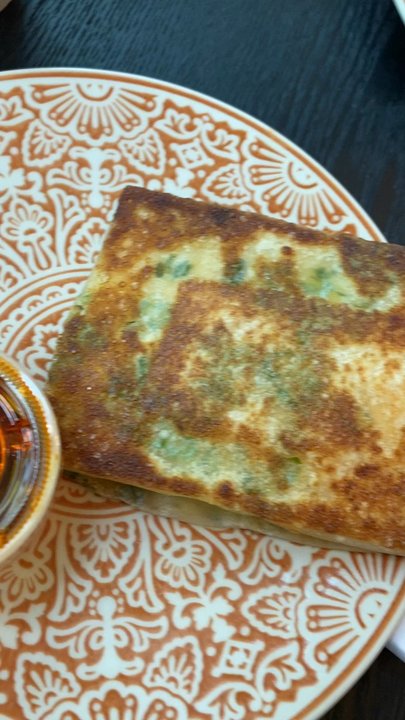 Any Day Now - Bacon Egg & Cheese Scallion pancake sandwich - Coffee & Tea Near Me - Washington, DC, District of Columbia