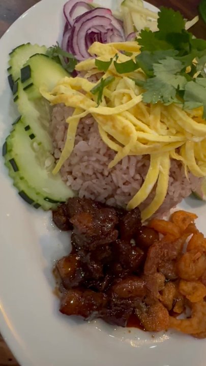 Just Thai - "Kao Cook Ka Pi" one of my favorite Thai street food and "Thai Tea Crepe" - Thai Near Me - Deerfield Beach, Florida