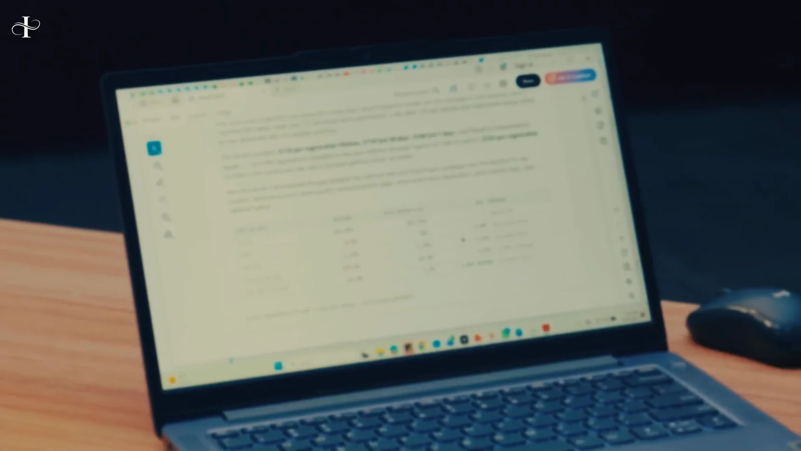 A report open on a laptop during the interview