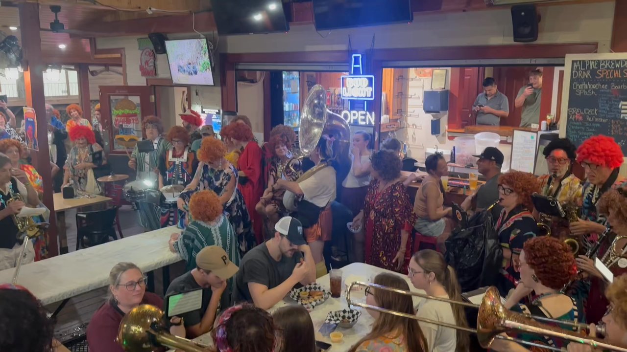 Alpine Brew Deck - THE Helen Roper event they had!! They brought in a marching band! - Sports Bars Near Me - Helen, Georgia